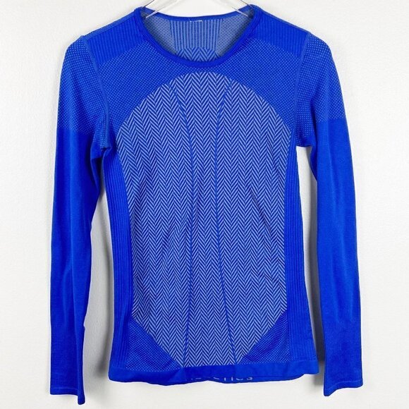 FABLETICS | Cobalt Blue Herringbone Long Sleeve Workout Athletic Top - Picture 1 of 7